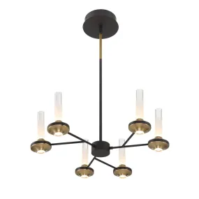 Torcia 12 Lights 24 in. LED Chandelier Black & Gold Finish