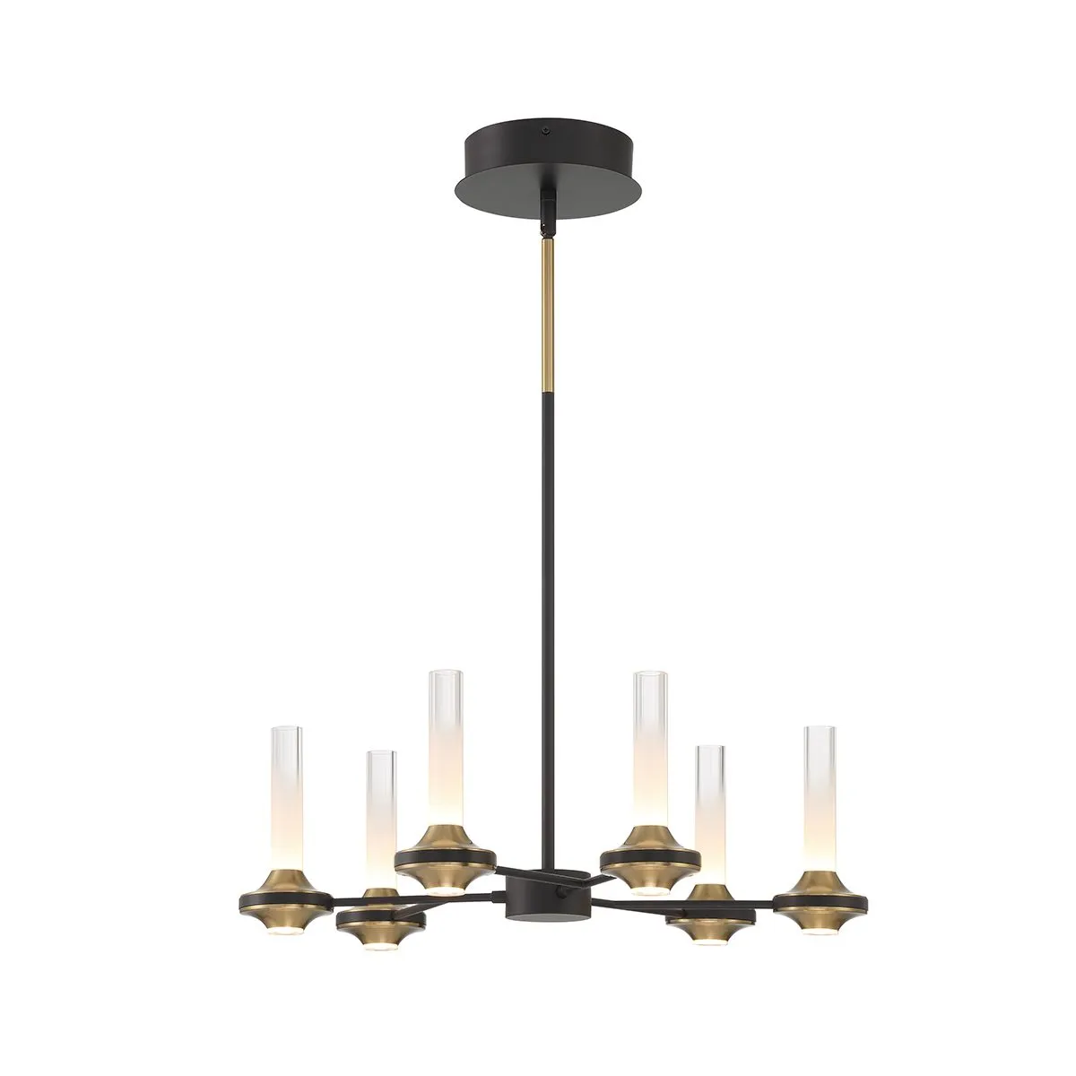 Torcia 12 Lights 24 in. LED Chandelier Black & Gold Finish