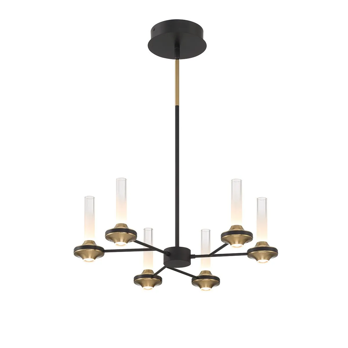 Torcia 12 Lights 24 in. LED Chandelier Black & Gold Finish