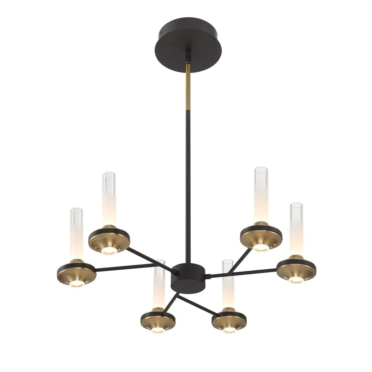 Torcia 12 Lights 24 in. LED Chandelier Black & Gold Finish