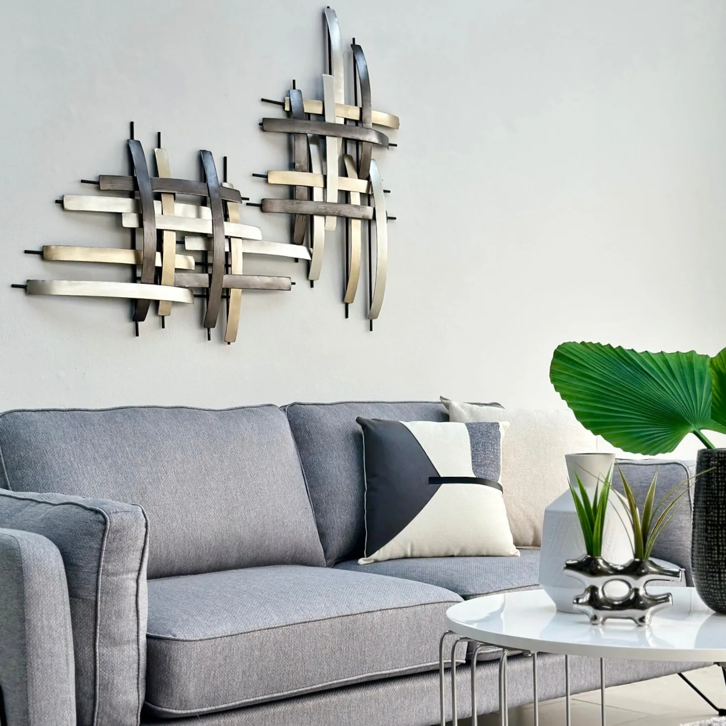 Tricolor Abstract Modern Metal Wall Art