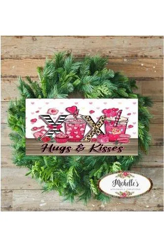 Valentine Hugs and Kisses Coffee Sign - Wreath Enhancement