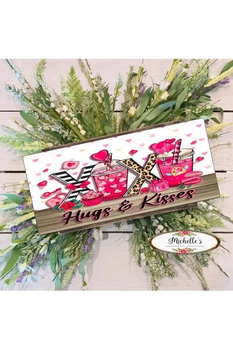 Valentine Hugs and Kisses Coffee Sign - Wreath Enhancement