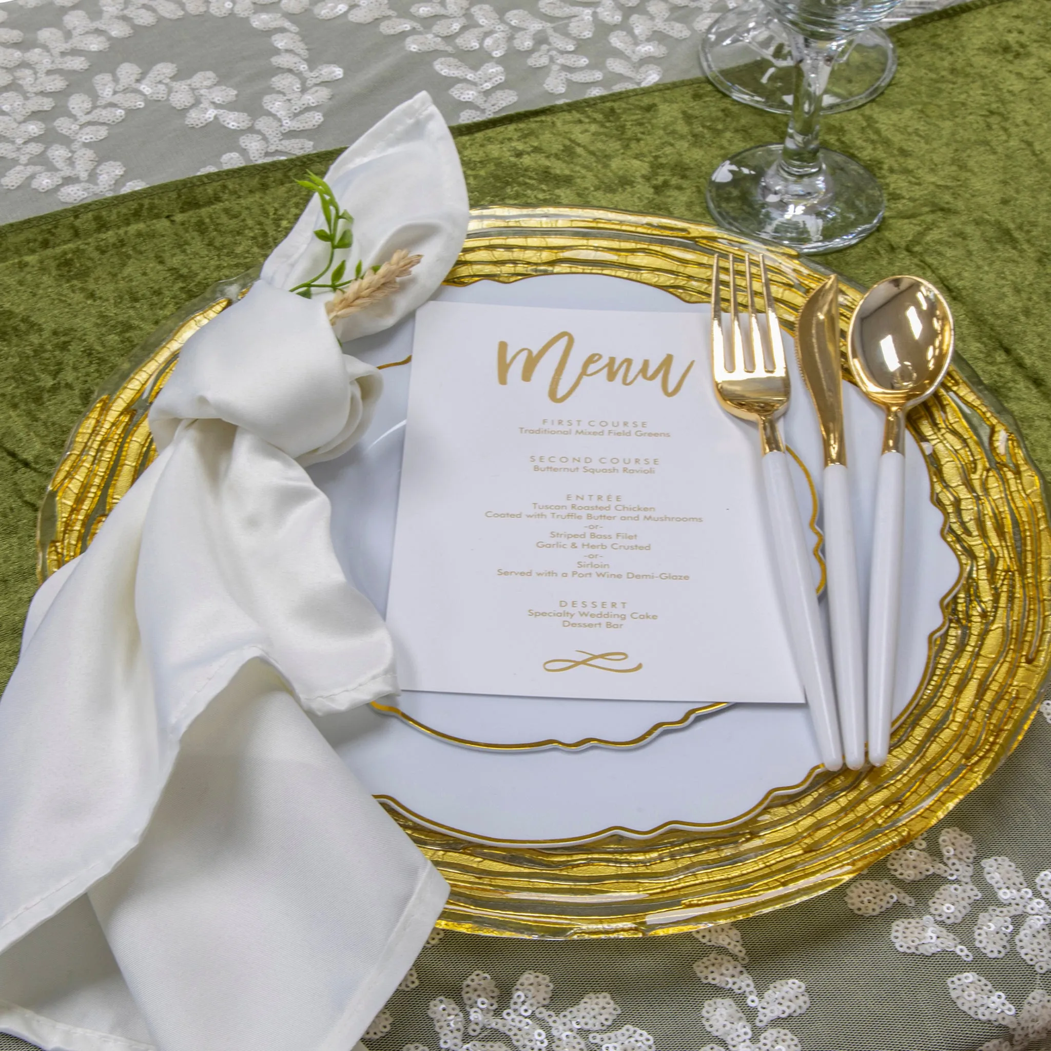 Velvet Table Runner - Olive Green