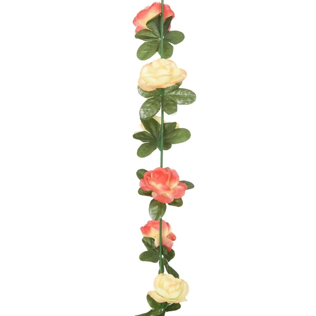 vidaXL 6 pcs Christmas Flower Garlands - 240 cm, Rose and Champagne - Realistic Artificial Silk & PE for Festive Decor