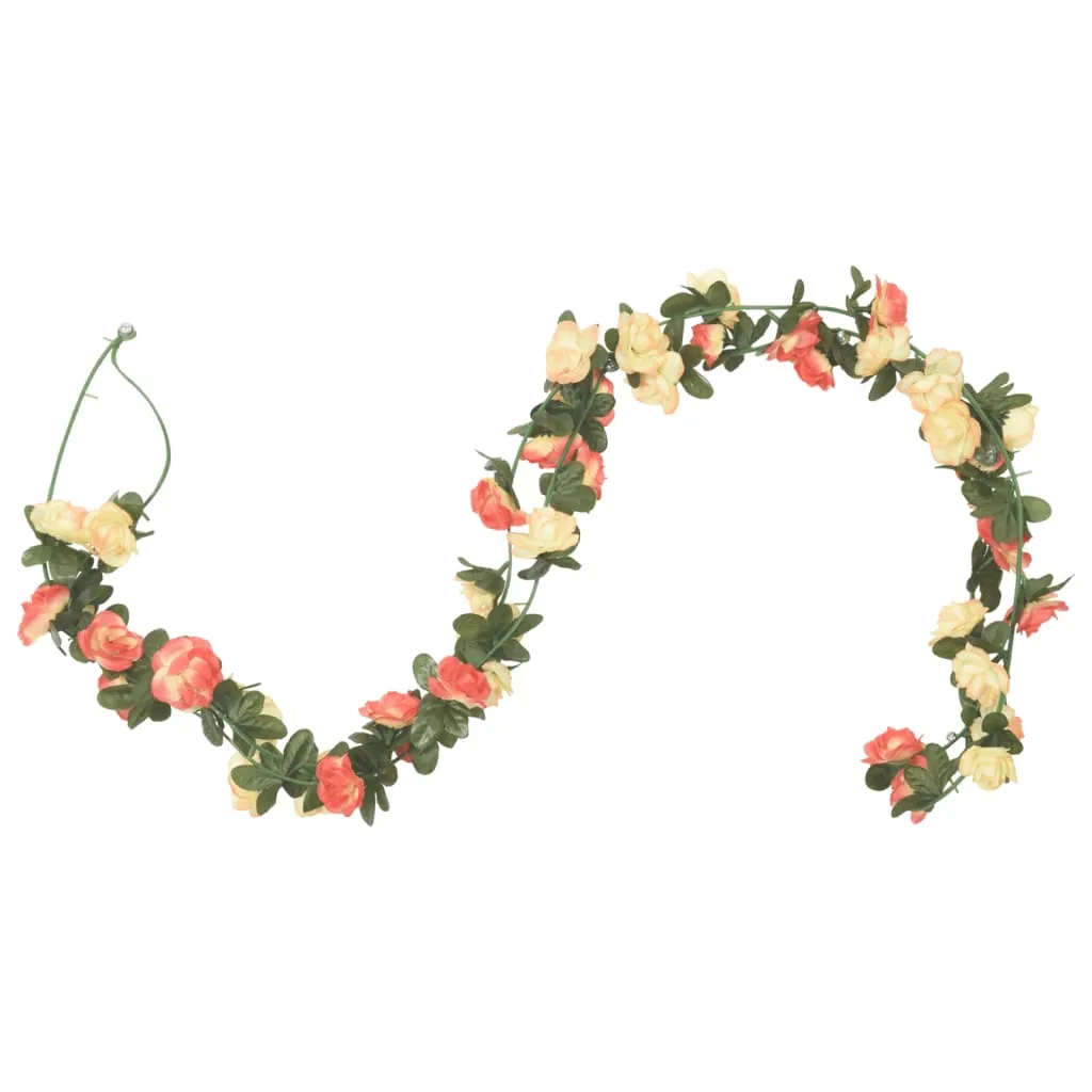 vidaXL 6 pcs Christmas Flower Garlands - 240 cm, Rose and Champagne - Realistic Artificial Silk & PE for Festive Decor