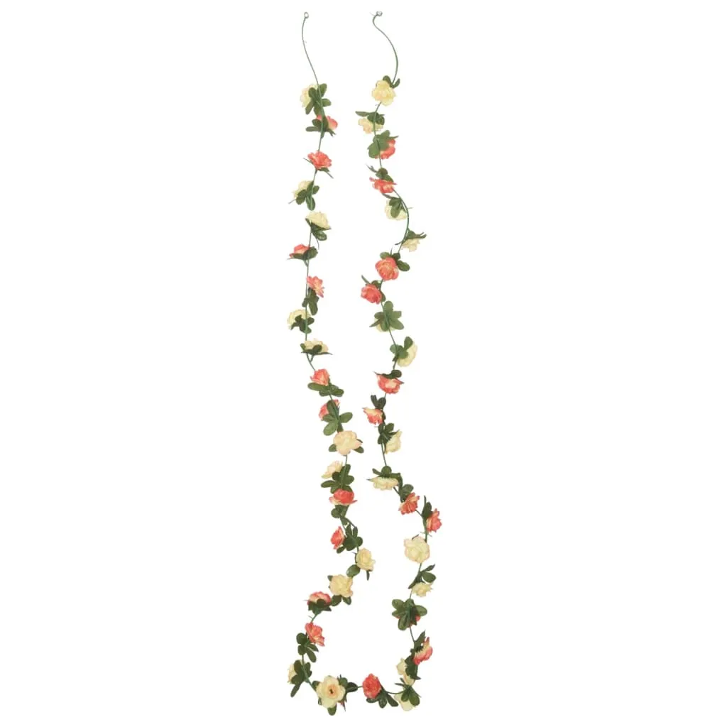 vidaXL 6 pcs Christmas Flower Garlands - 240 cm, Rose and Champagne - Realistic Artificial Silk & PE for Festive Decor
