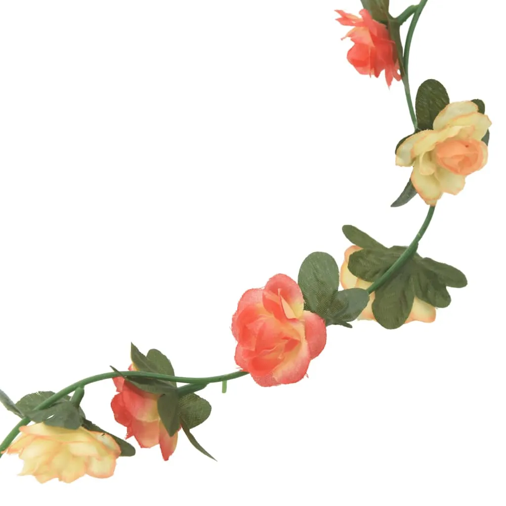 vidaXL 6 pcs Christmas Flower Garlands - 240 cm, Rose and Champagne - Realistic Artificial Silk & PE for Festive Decor