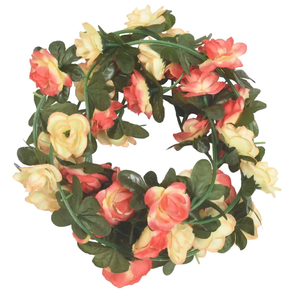 vidaXL 6 pcs Christmas Flower Garlands - 240 cm, Rose and Champagne - Realistic Artificial Silk & PE for Festive Decor