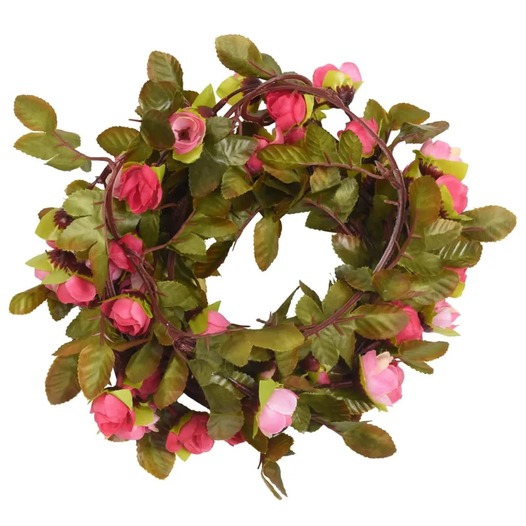 vidaXL 6-Piece Christmas Flower Garlands - Rose, 215 cm - Elegant Indoor & Outdoor Decorations