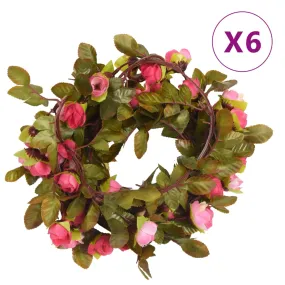 vidaXL 6-Piece Christmas Flower Garlands - Rose, 215 cm - Elegant Indoor & Outdoor Decorations