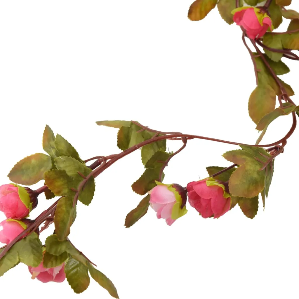 vidaXL 6-Piece Christmas Flower Garlands - Rose, 215 cm - Elegant Indoor & Outdoor Decorations