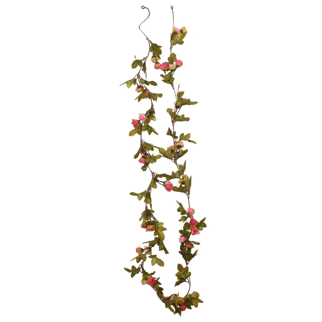 vidaXL 6-Piece Christmas Flower Garlands - Rose, 215 cm - Elegant Indoor & Outdoor Decorations