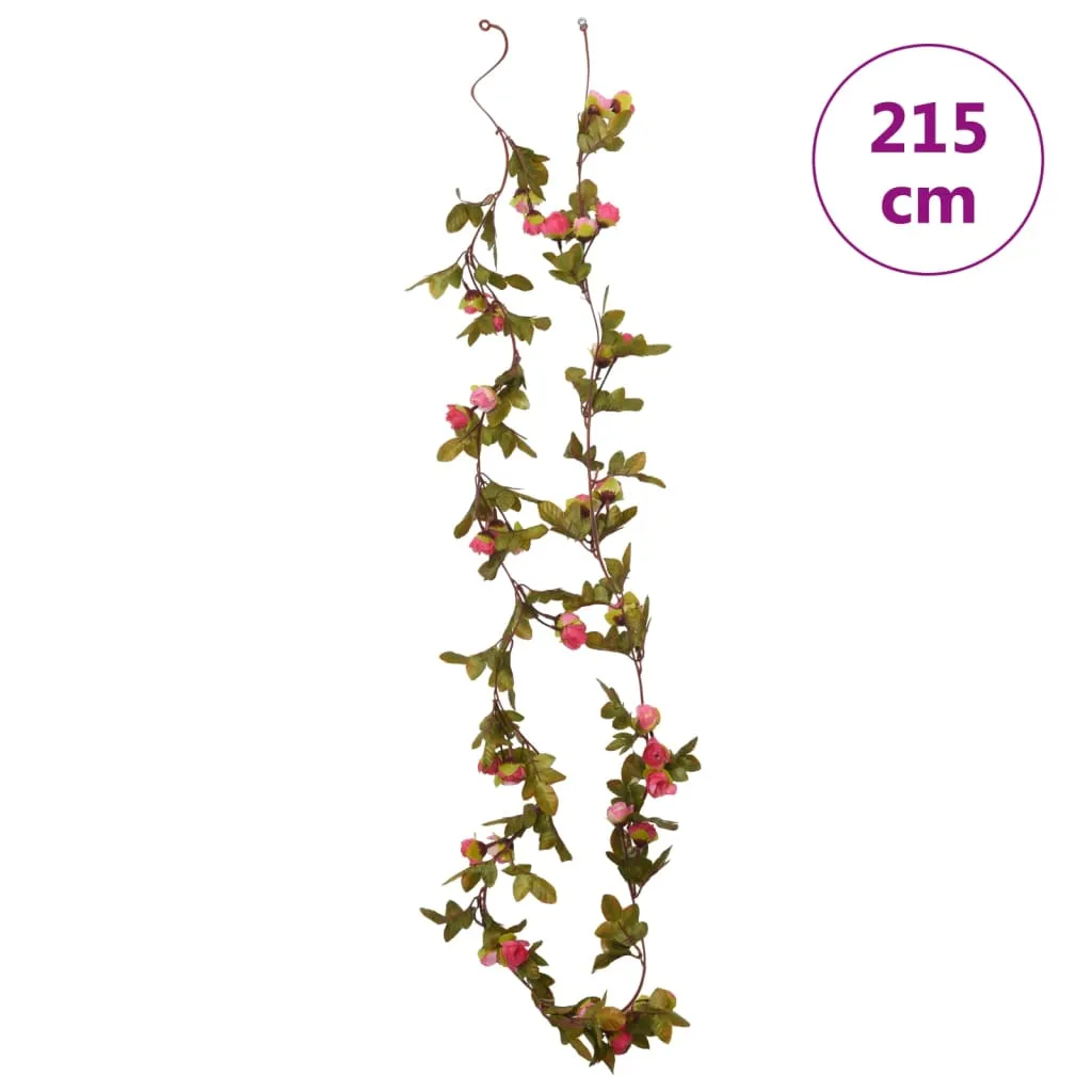 vidaXL 6-Piece Christmas Flower Garlands - Rose, 215 cm - Elegant Indoor & Outdoor Decorations