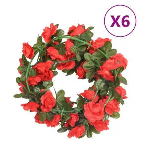 vidaXL 6-Piece Red Christmas Flower Garlands - 240 cm | Realistic Holiday Decoration