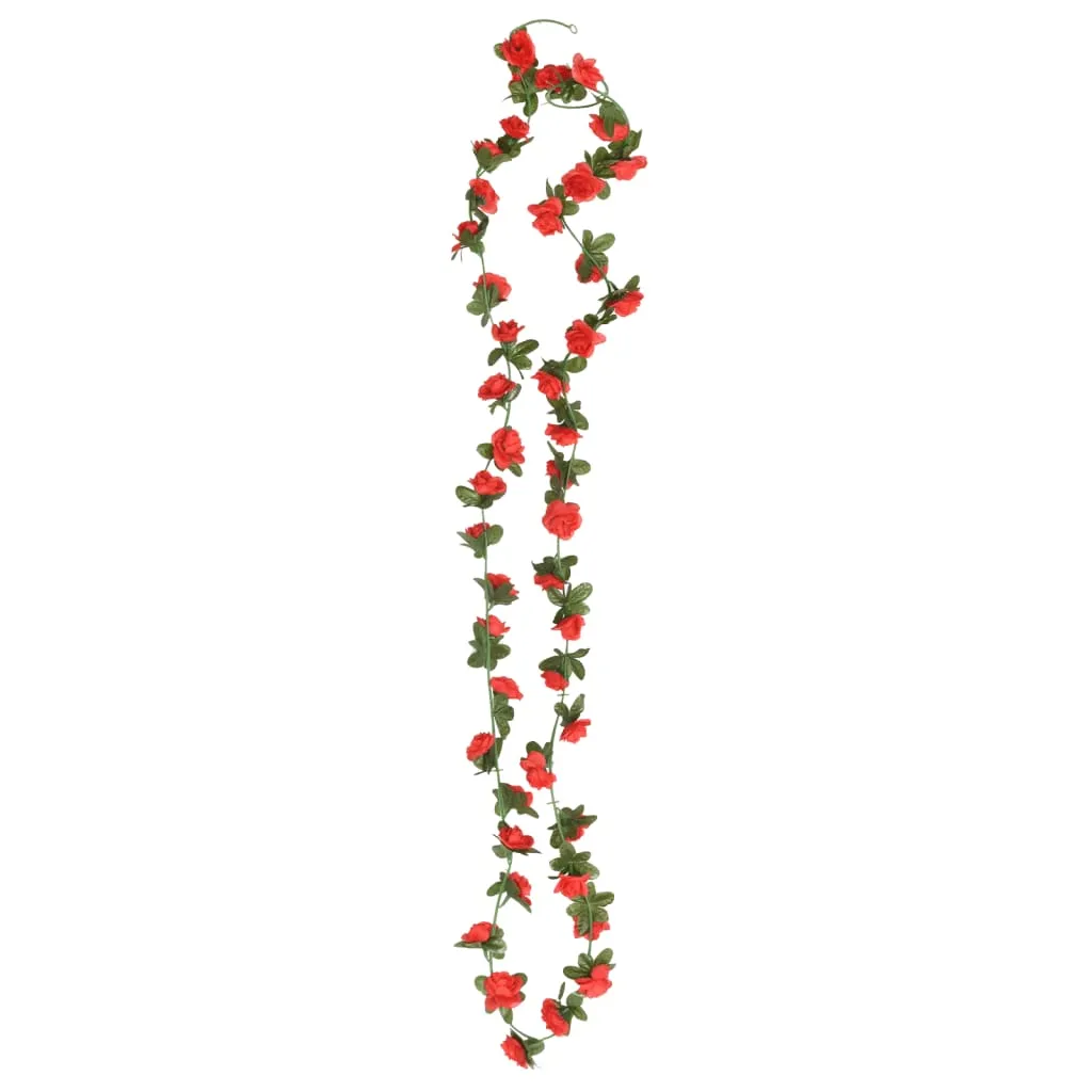 vidaXL 6-Piece Red Christmas Flower Garlands - 240 cm | Realistic Holiday Decoration