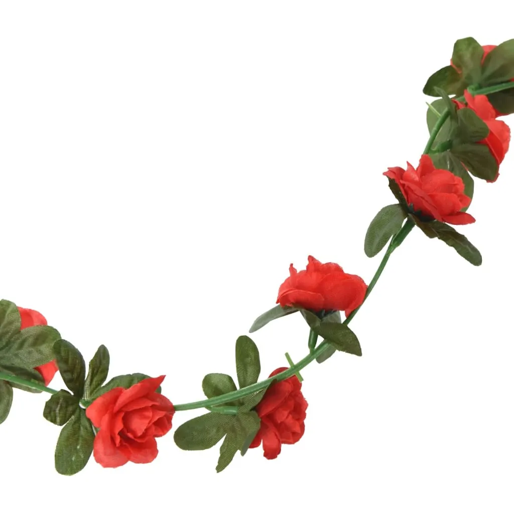 vidaXL 6-Piece Red Christmas Flower Garlands - 240 cm | Realistic Holiday Decoration