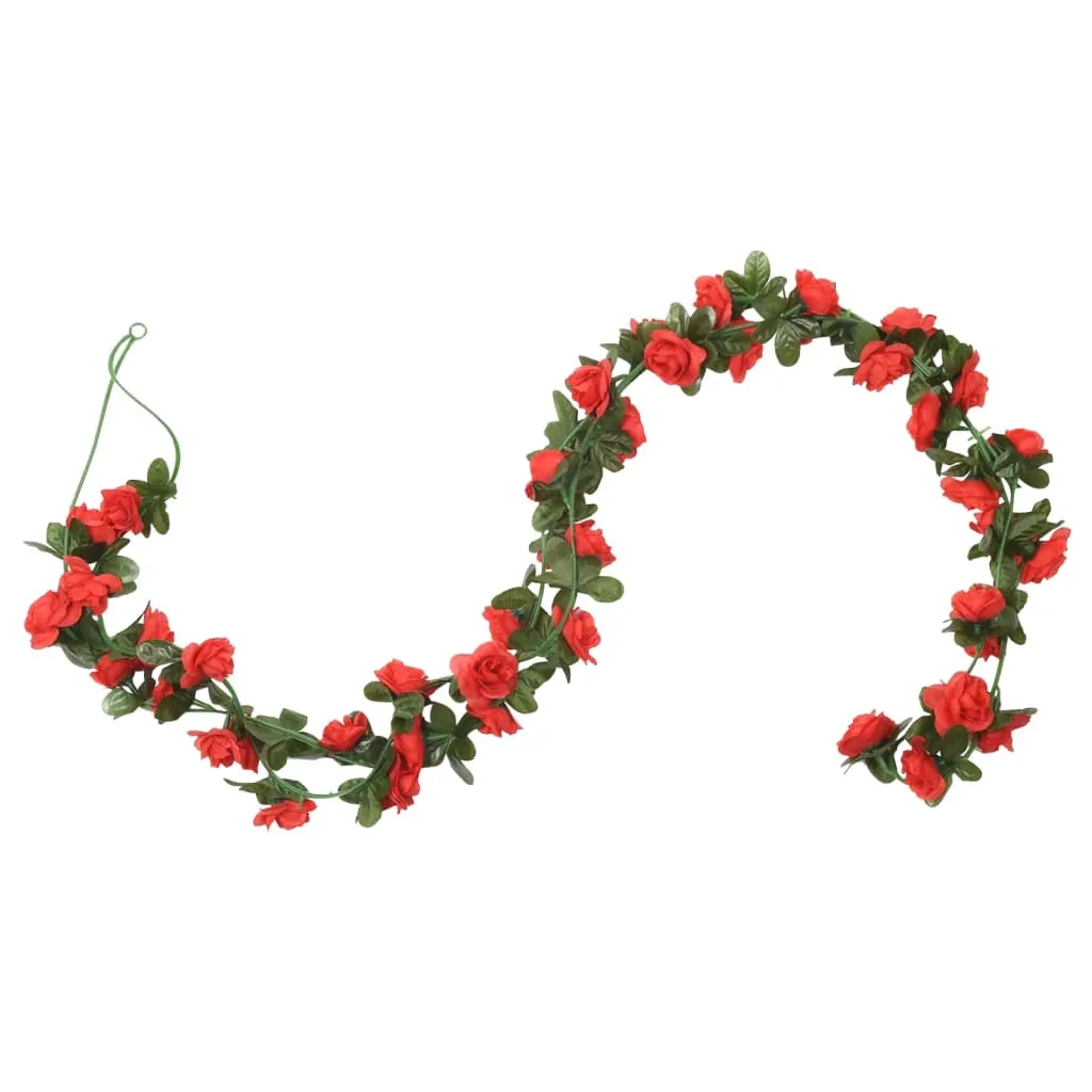 vidaXL 6-Piece Red Christmas Flower Garlands - 240 cm | Realistic Holiday Decoration