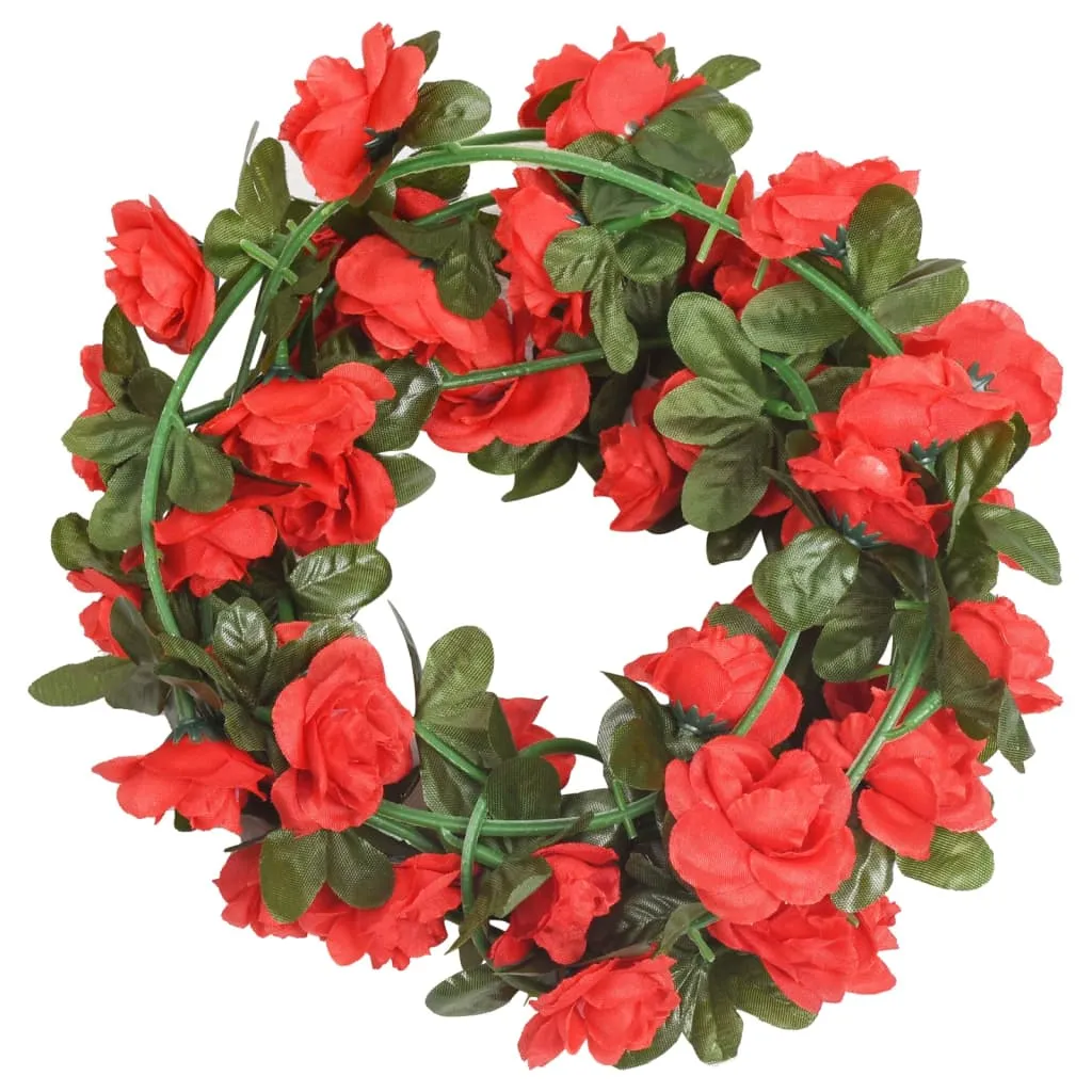 vidaXL 6-Piece Red Christmas Flower Garlands - 240 cm | Realistic Holiday Decoration