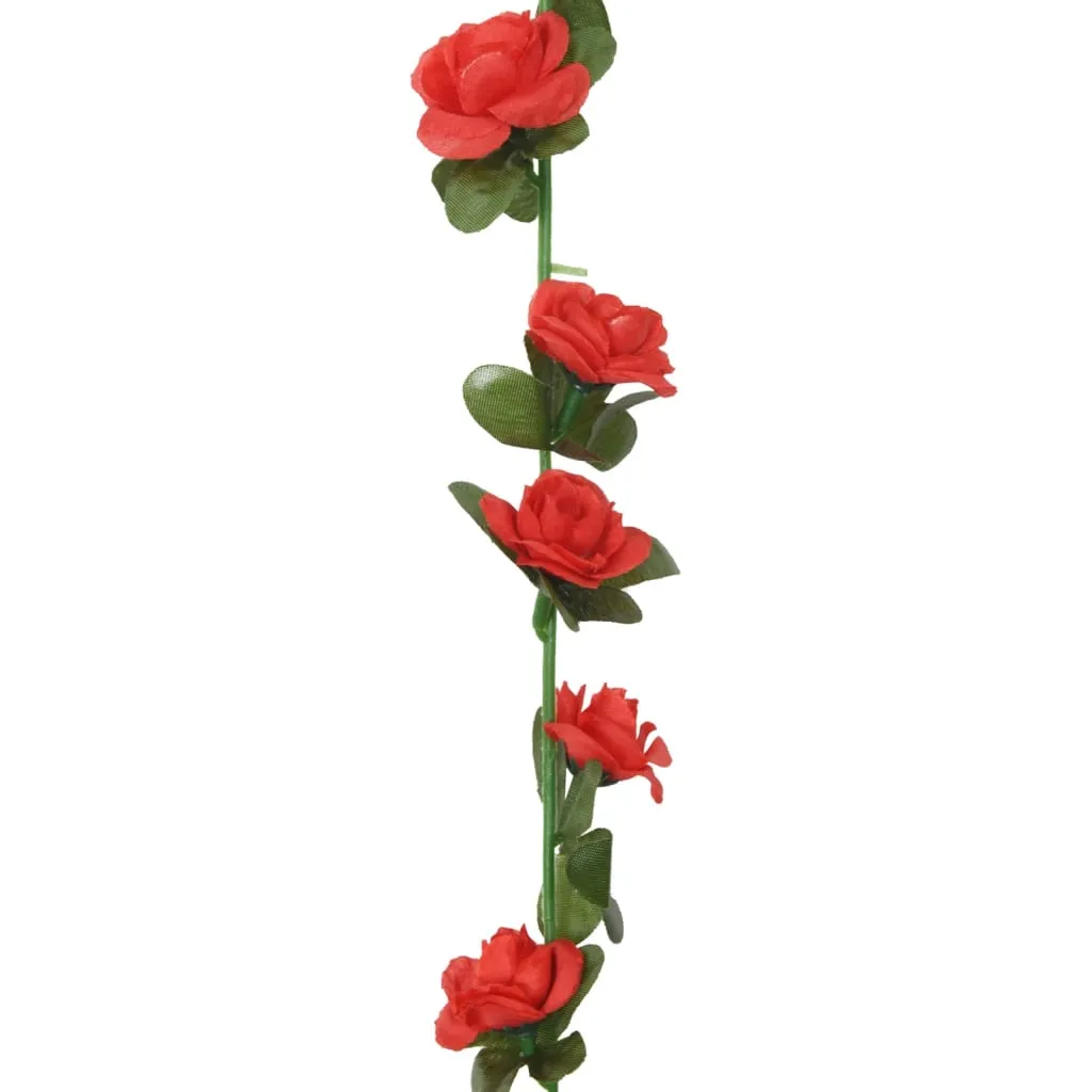 vidaXL 6-Piece Red Christmas Flower Garlands - 240 cm | Realistic Holiday Decoration