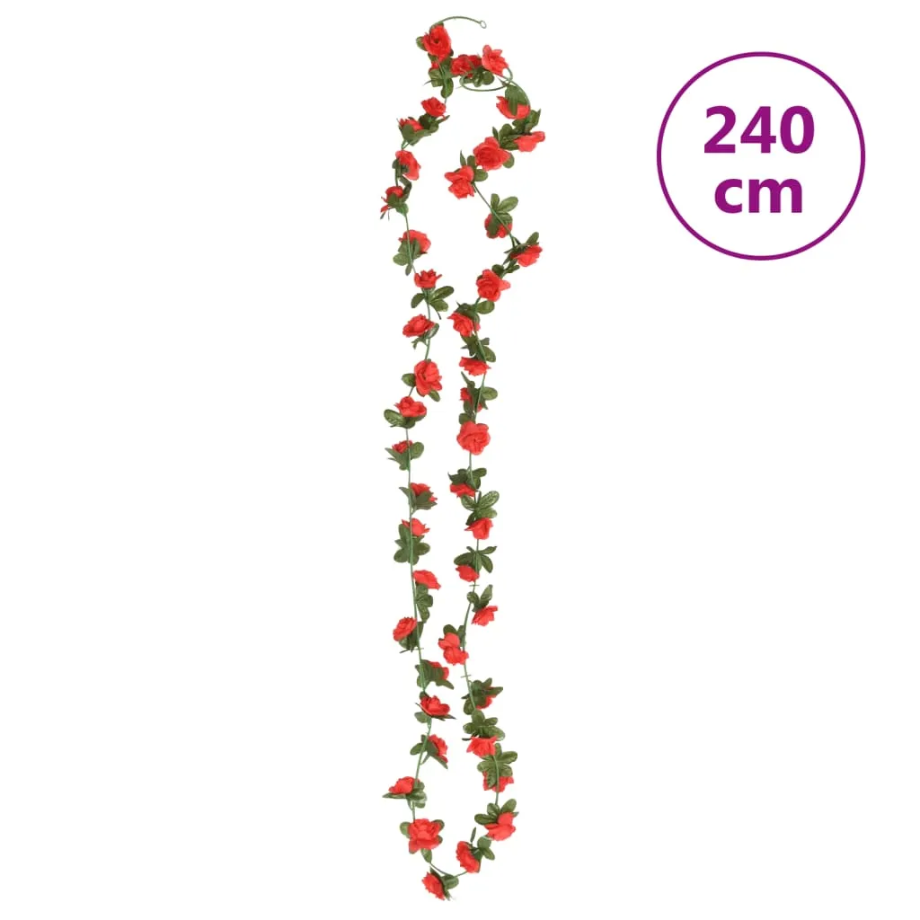 vidaXL 6-Piece Red Christmas Flower Garlands - 240 cm | Realistic Holiday Decoration