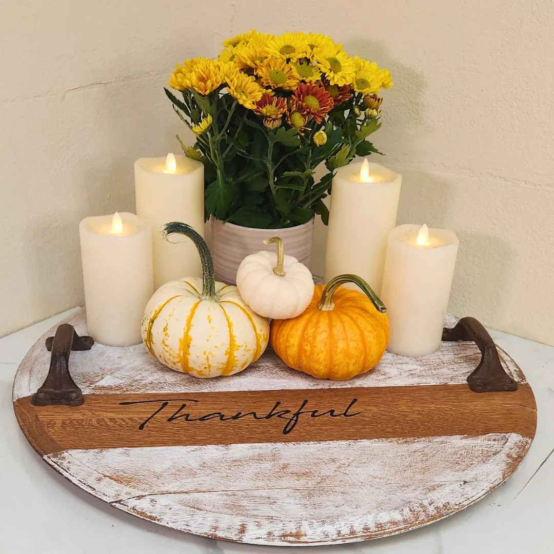 White Washed Barrel Head Tray