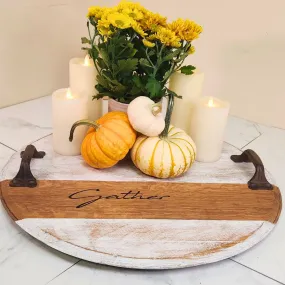 White Washed Barrel Head Tray