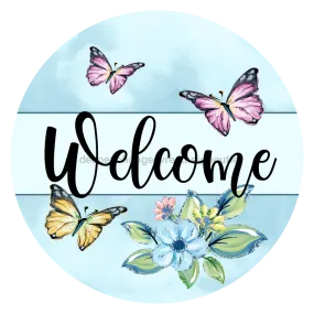 Wreath Sign, Everyday Welcome, Butterfly Sign, DECOE-1073-B, Sign For Wreath, DecoExchange