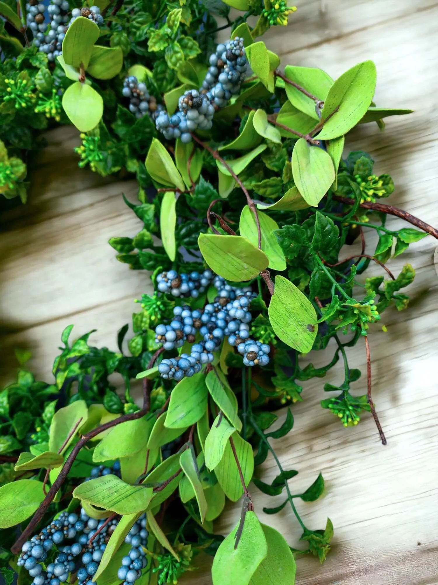 Year Round Boxwood and Berry Wreath For Front Door, Blue Berry Wreaths, All Season, Farmhouse, Country, Housewarming Gift, Gift for Her