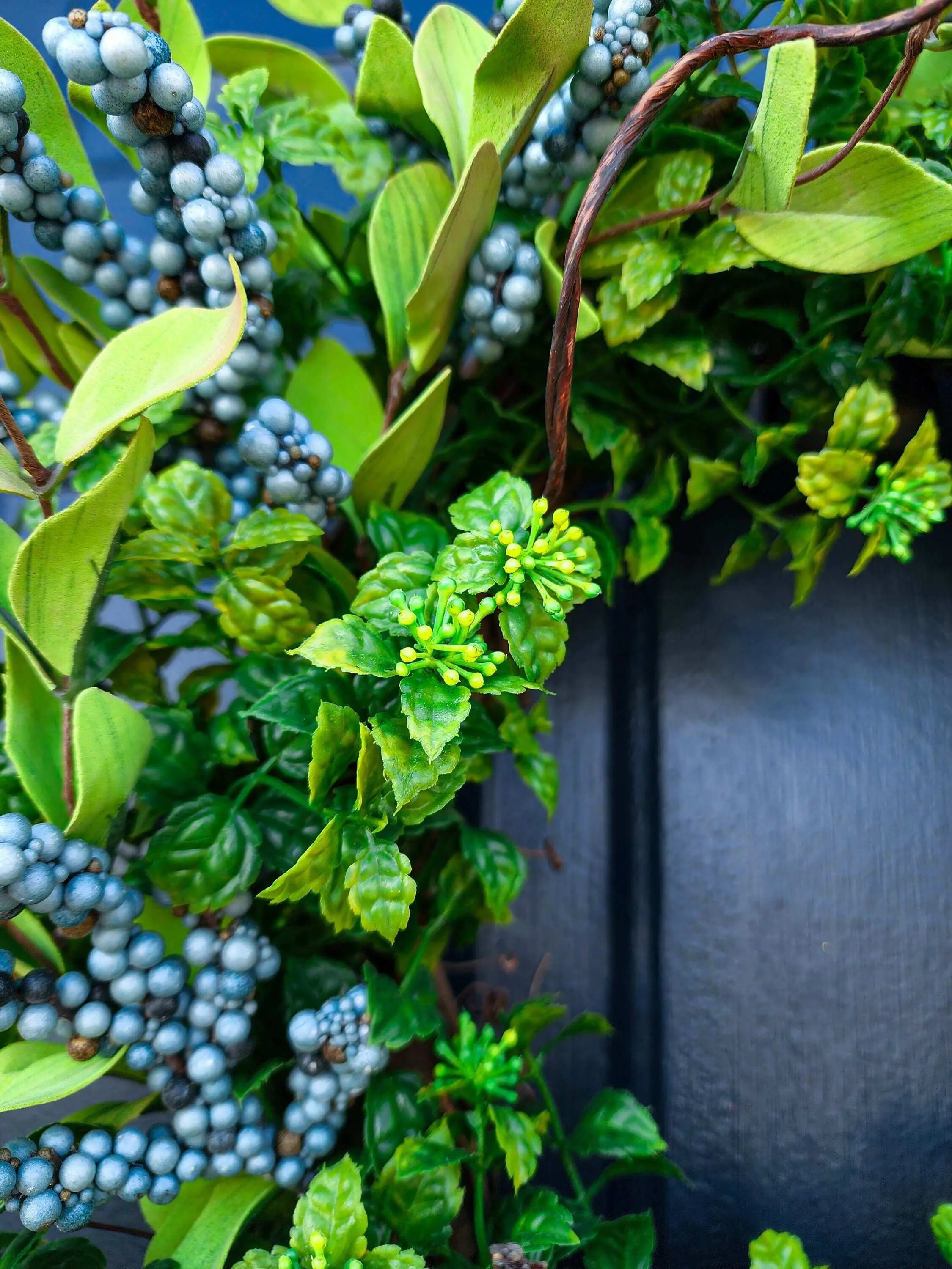 Year Round Boxwood and Berry Wreath For Front Door, Blue Berry Wreaths, All Season, Farmhouse, Country, Housewarming Gift, Gift for Her