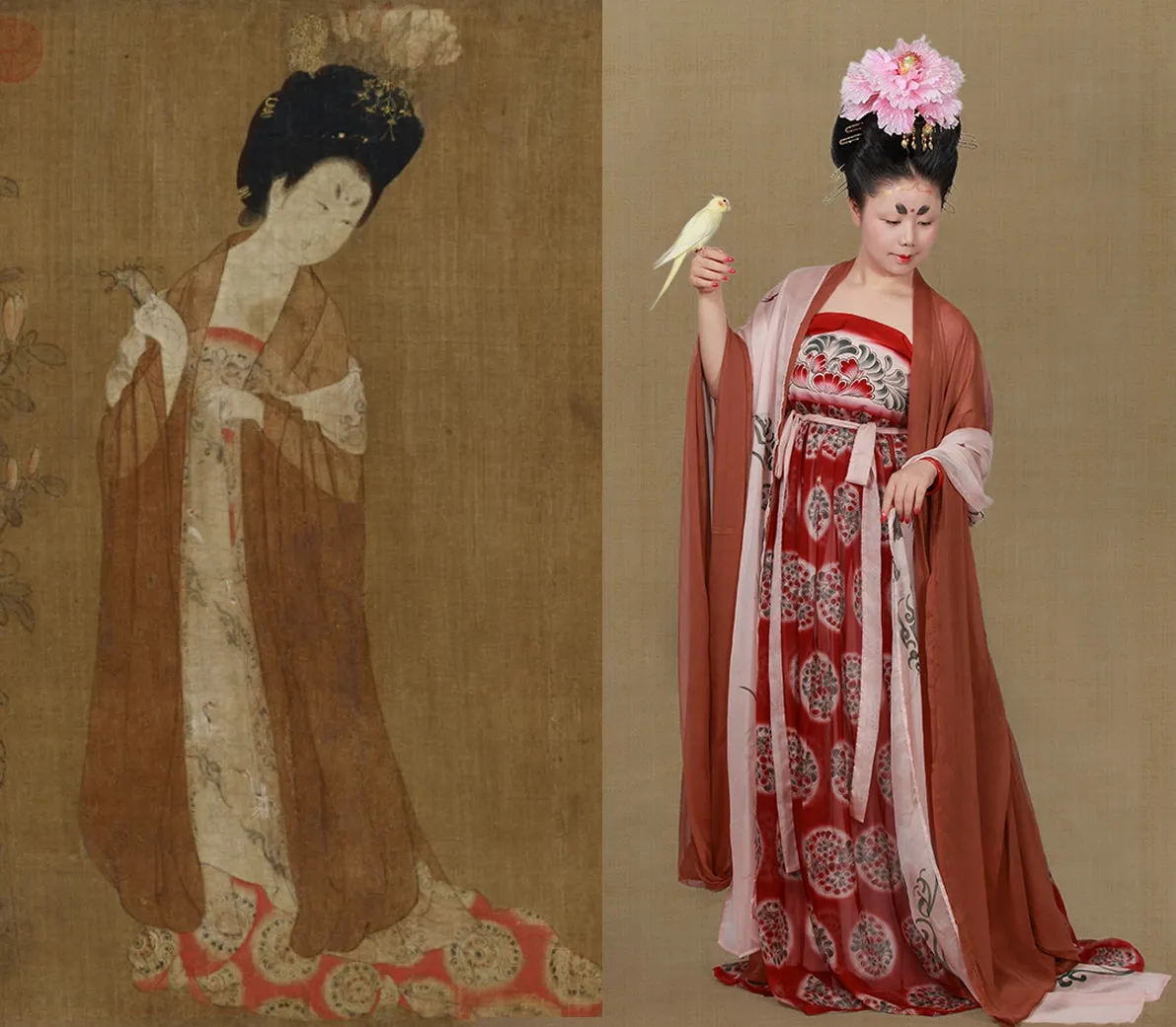 Zanhua Shinü 簪花仕女 "Court Ladies Wearing Flowered Headdresses" No.1 Painting Recreation Late Tang  Heziqun
