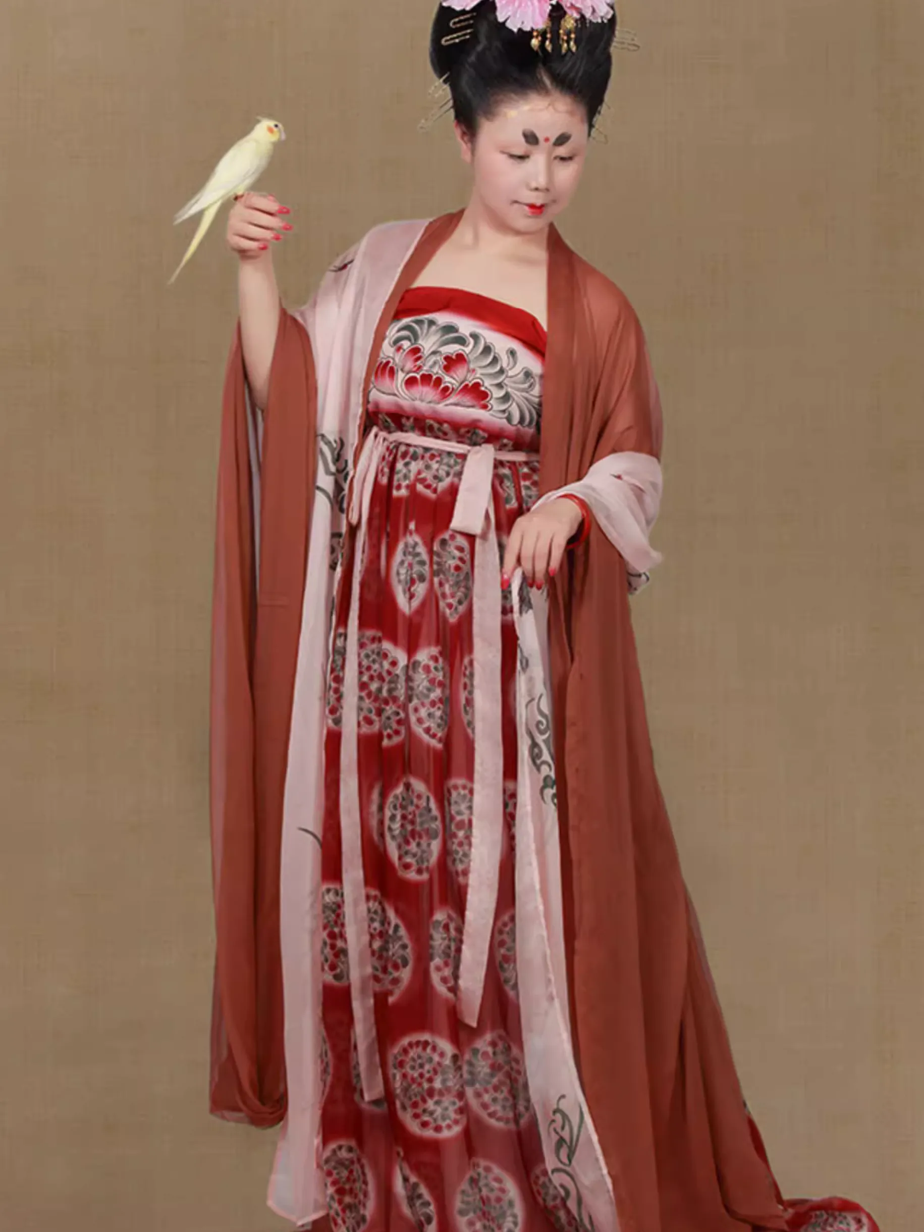Zanhua Shinü 簪花仕女 "Court Ladies Wearing Flowered Headdresses" No.1 Painting Recreation Late Tang  Heziqun